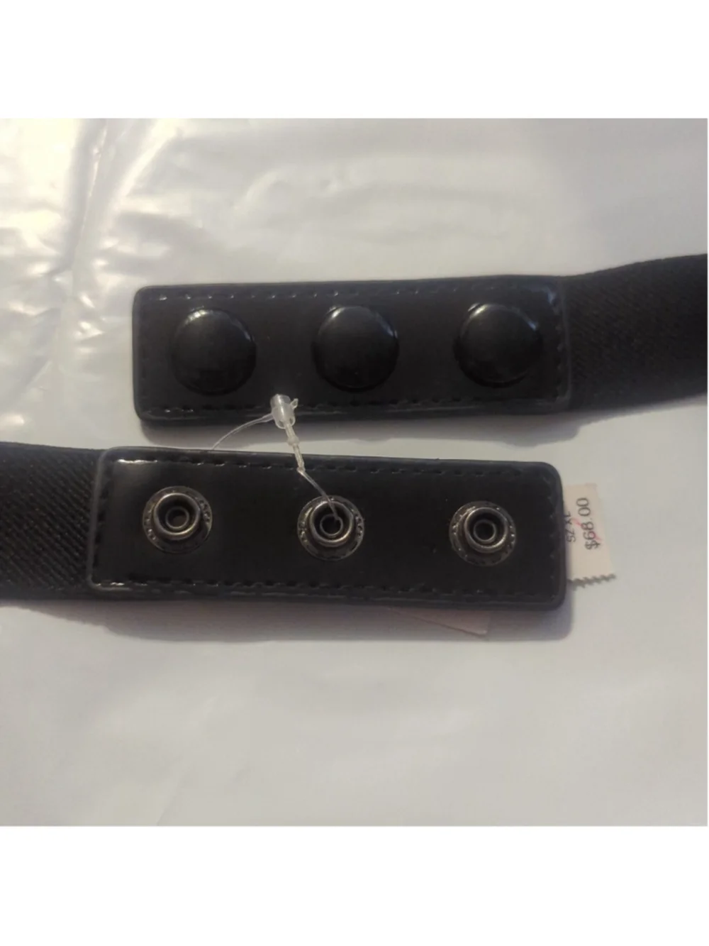 White House Black Market Silver Tone Black Rhinestone Embellished Stretch Belt